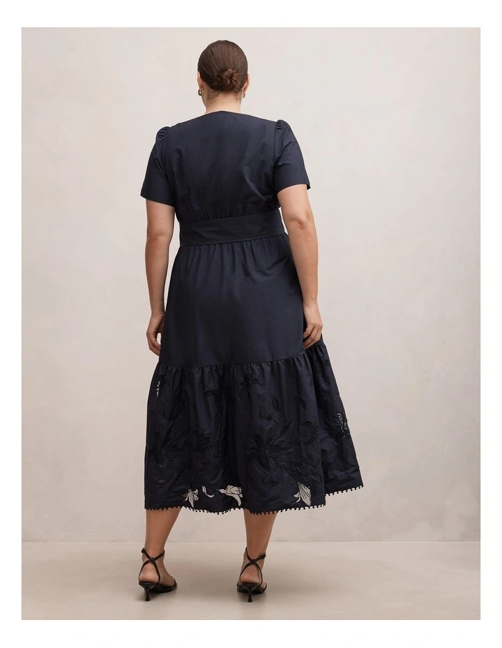 Matilda Embroidered Midi Dress in Navy image 2