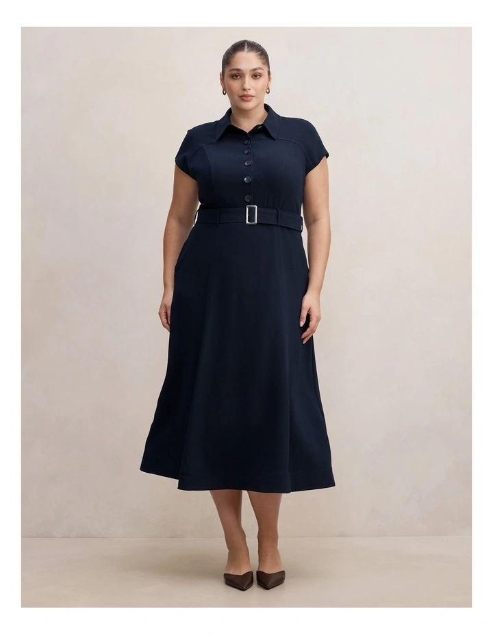 Elora Crepe Shirt Dress in Blue image 1