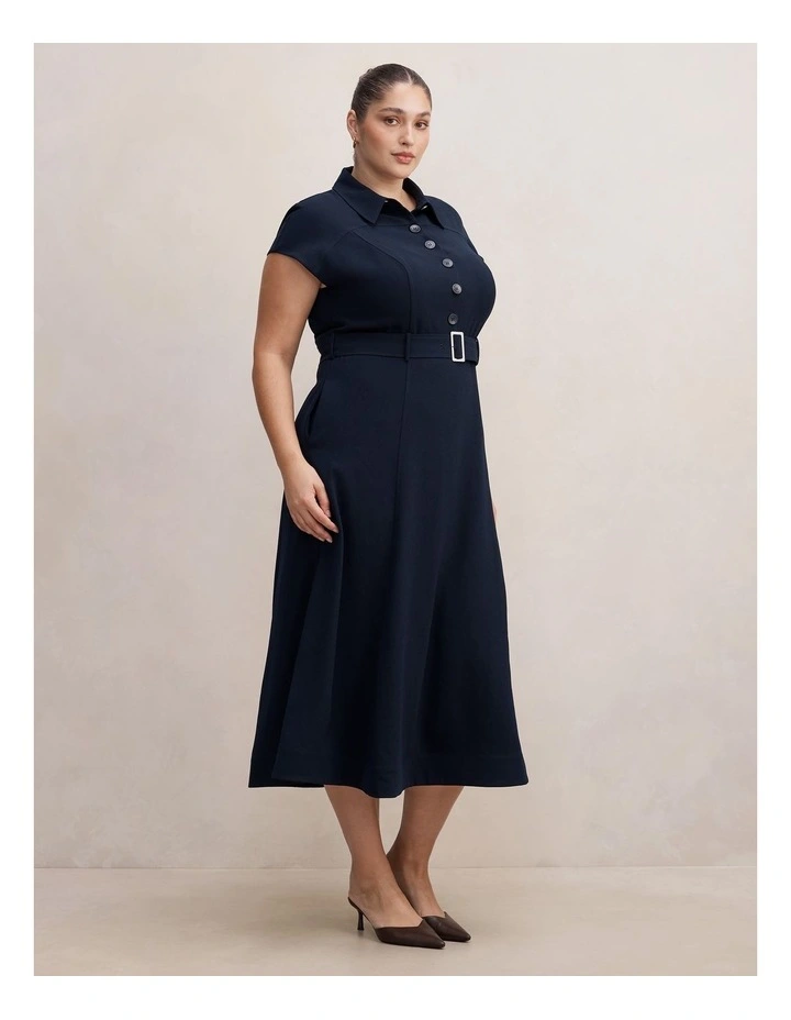 Elora Crepe Shirt Dress in Blue image 3