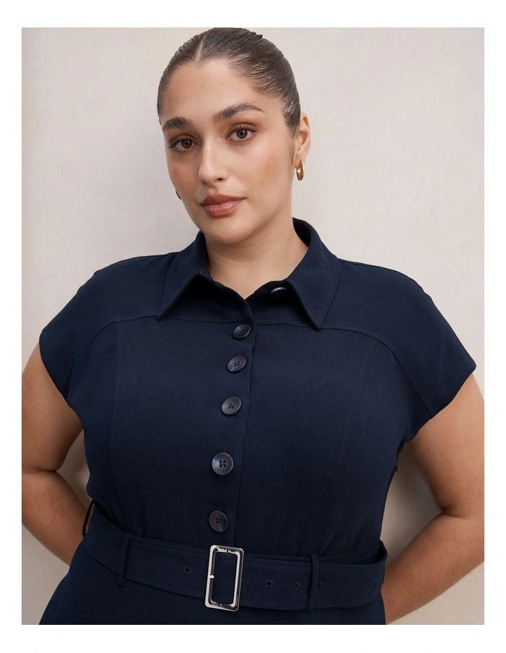 Elora Crepe Shirt Dress in Blue image 4