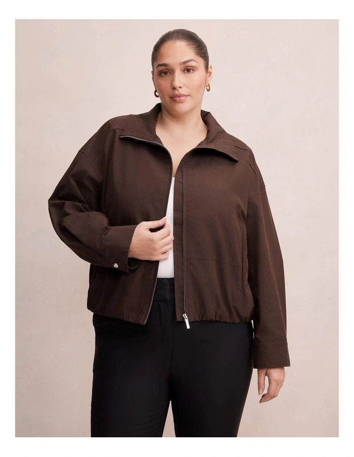 Brooke Funnel Neck Jacket in Brown image 1