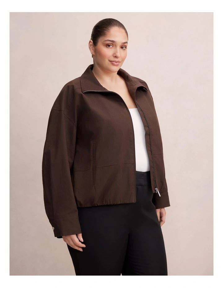 Brooke Funnel Neck Jacket in Brown image 3