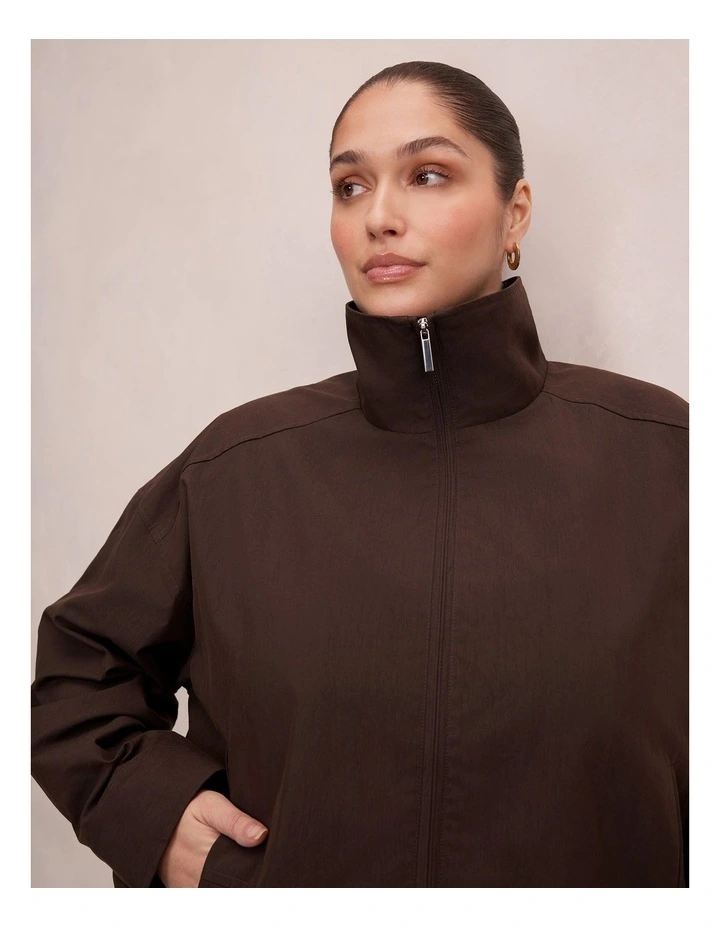 Brooke Funnel Neck Jacket in Brown image 4
