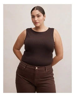 Frankie Boat Neck Tank Top in Brown