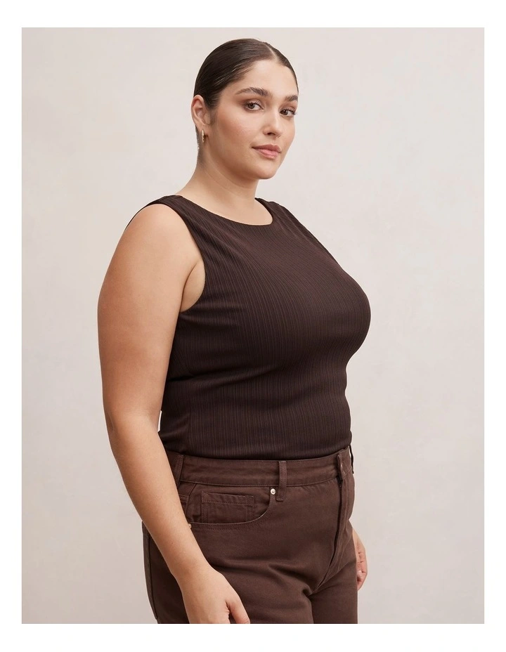 Frankie Boat Neck Tank Top in Brown image 3