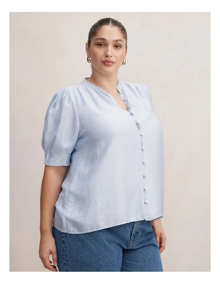 Tahlia Tuck Detail Blouse in Blue image 3