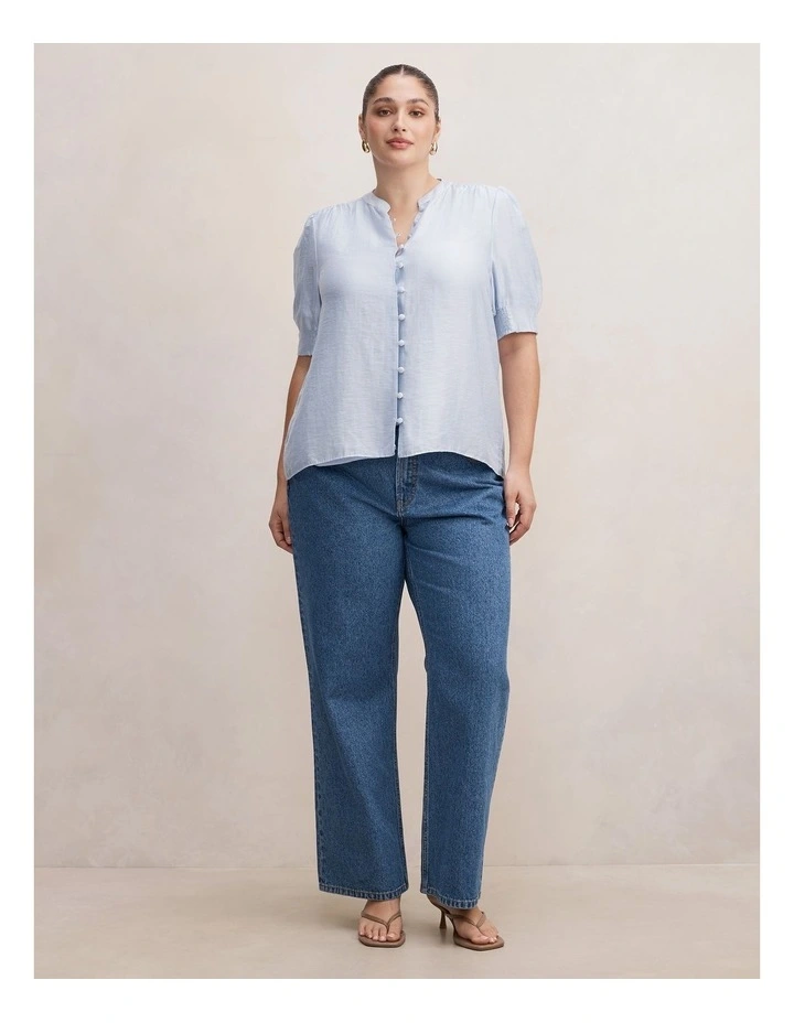 Tahlia Tuck Detail Blouse in Blue image 5