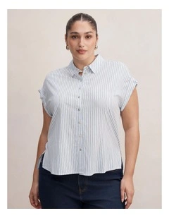 Tia Collar Button Shirt in Blue