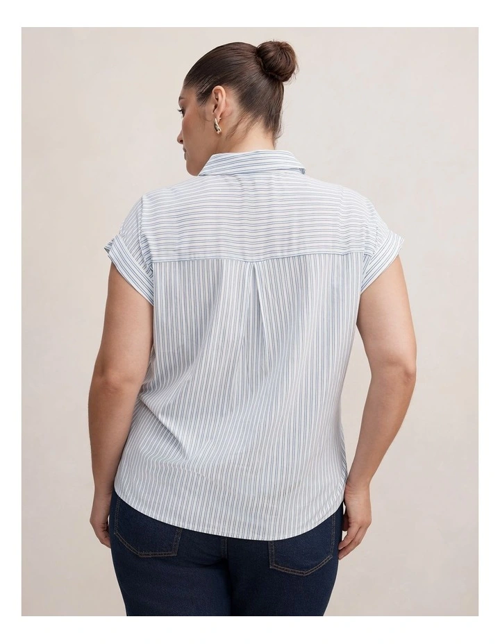 Tia Collar Button Shirt in Blue image 2