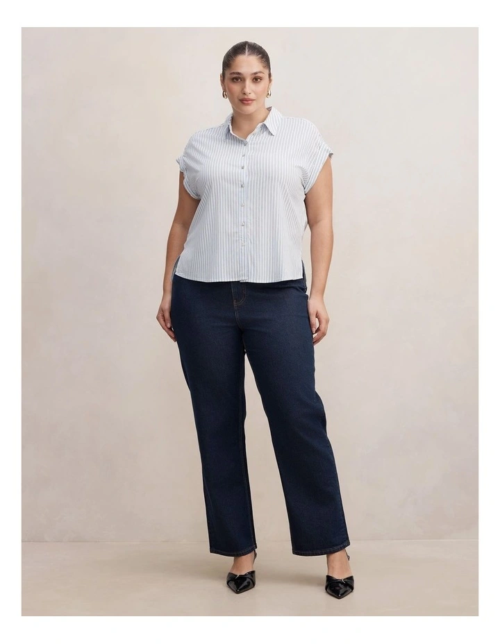 Tia Collar Button Shirt in Blue image 5
