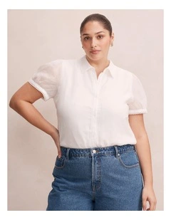 Posie Lace Detail Blouse in White
