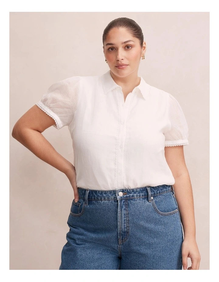 Posie Lace Detail Blouse in White image 1