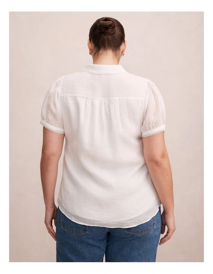Posie Lace Detail Blouse in White image 2