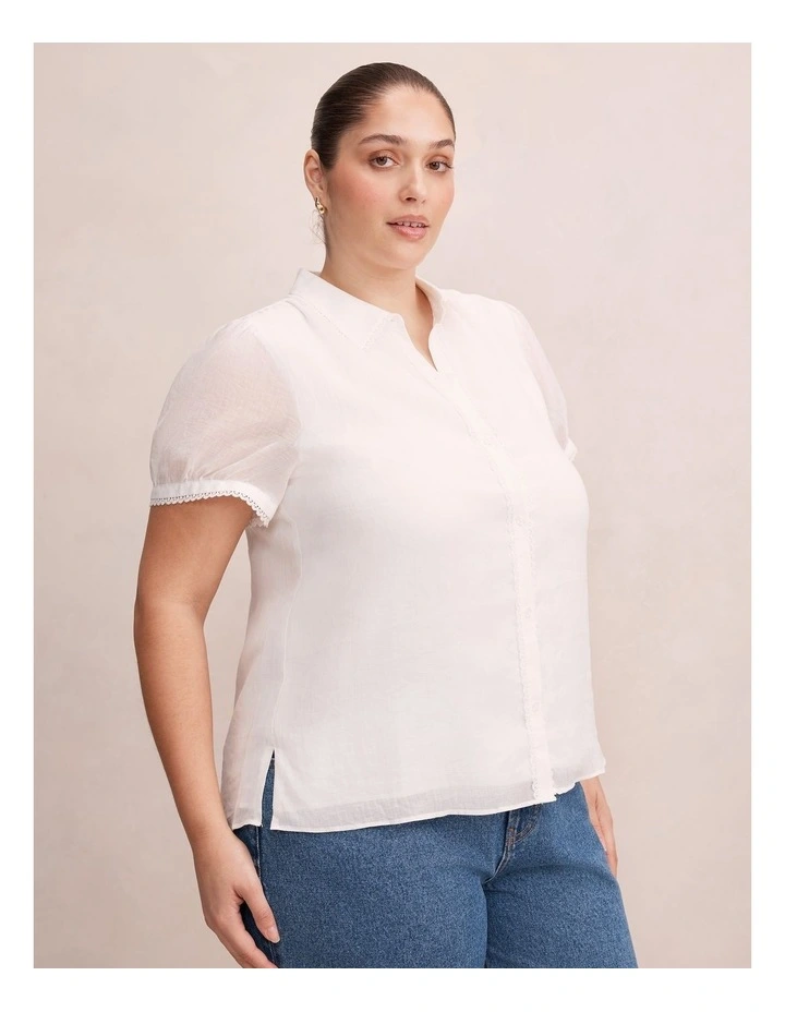 Posie Lace Detail Blouse in White image 3
