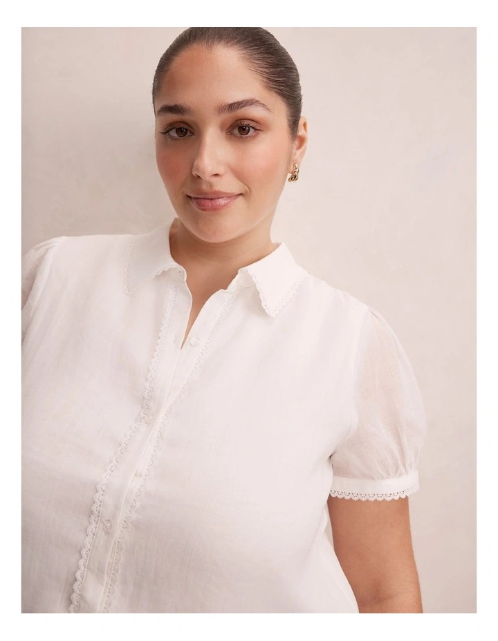 Posie Lace Detail Blouse in White image 4