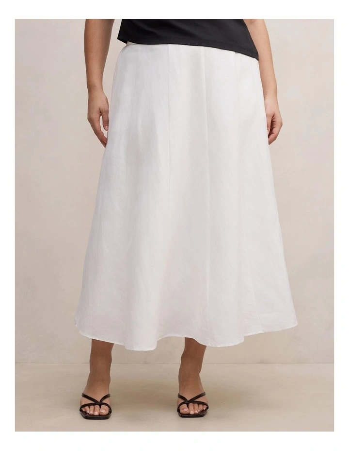Georgina Linen Blend Midi Skirt in White image 1
