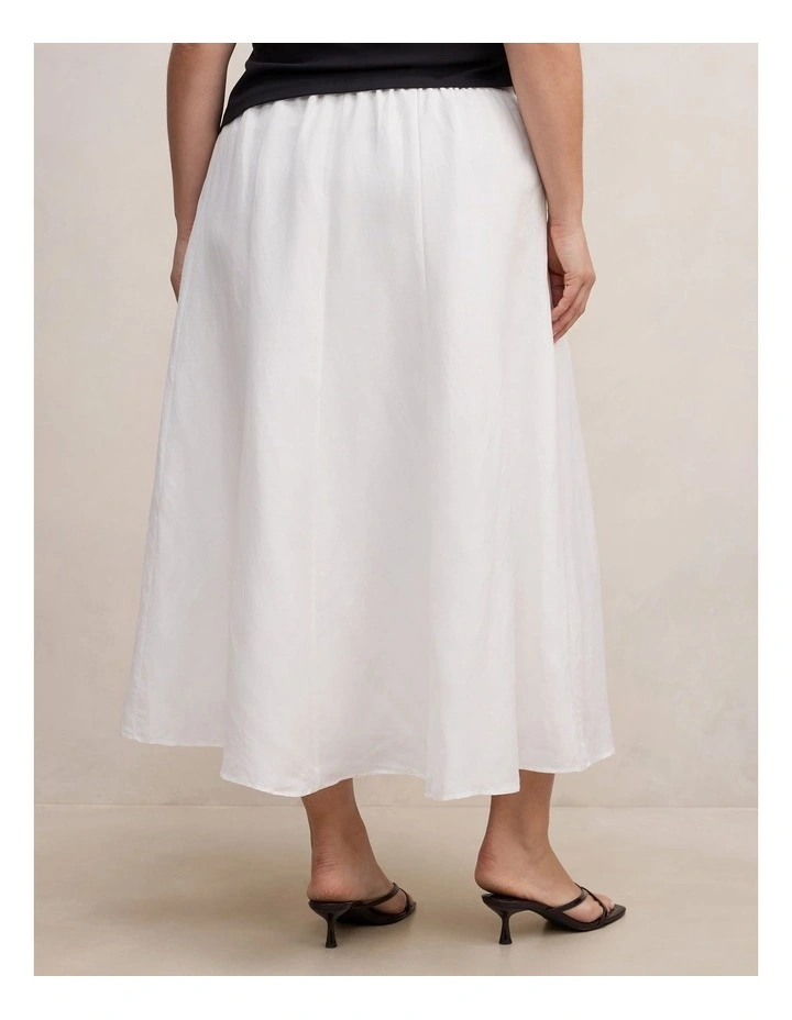 Georgina Linen Blend Midi Skirt in White image 2