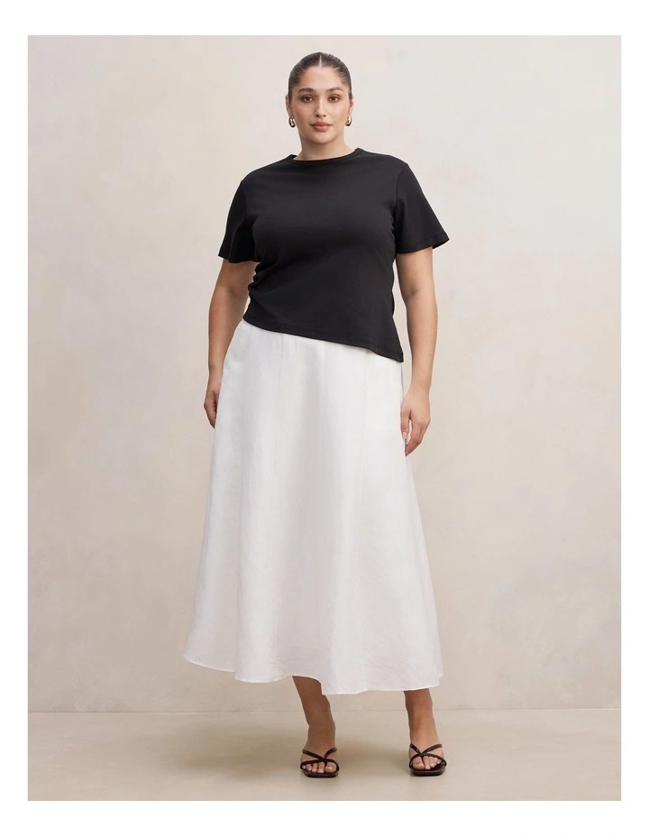 Georgina Linen Blend Midi Skirt in White image 5