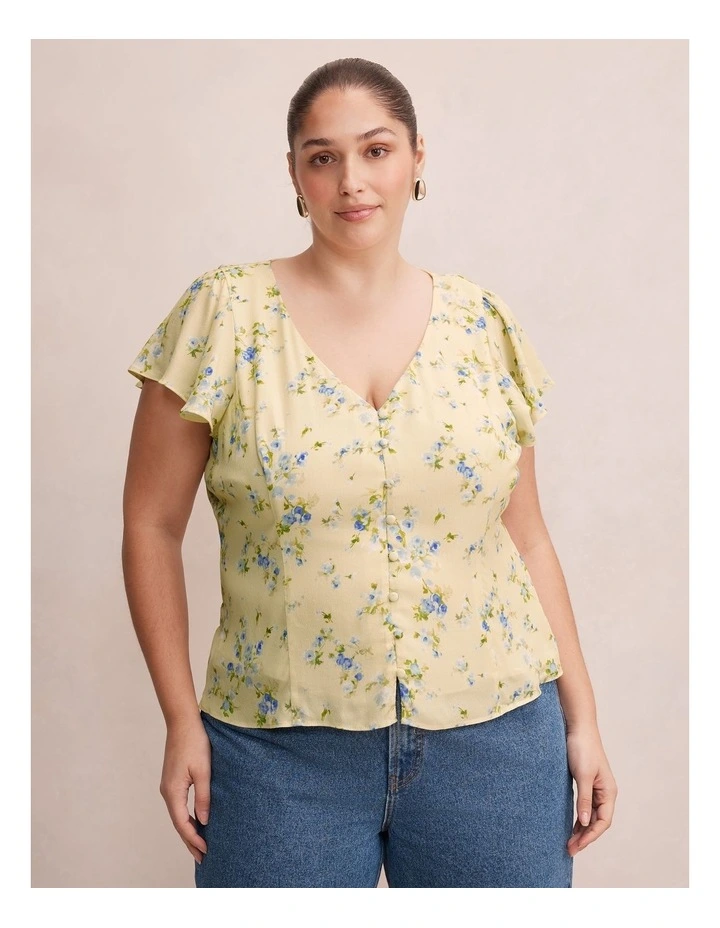 Daphne Flutter Sleeves Blouse in Yellow image 1
