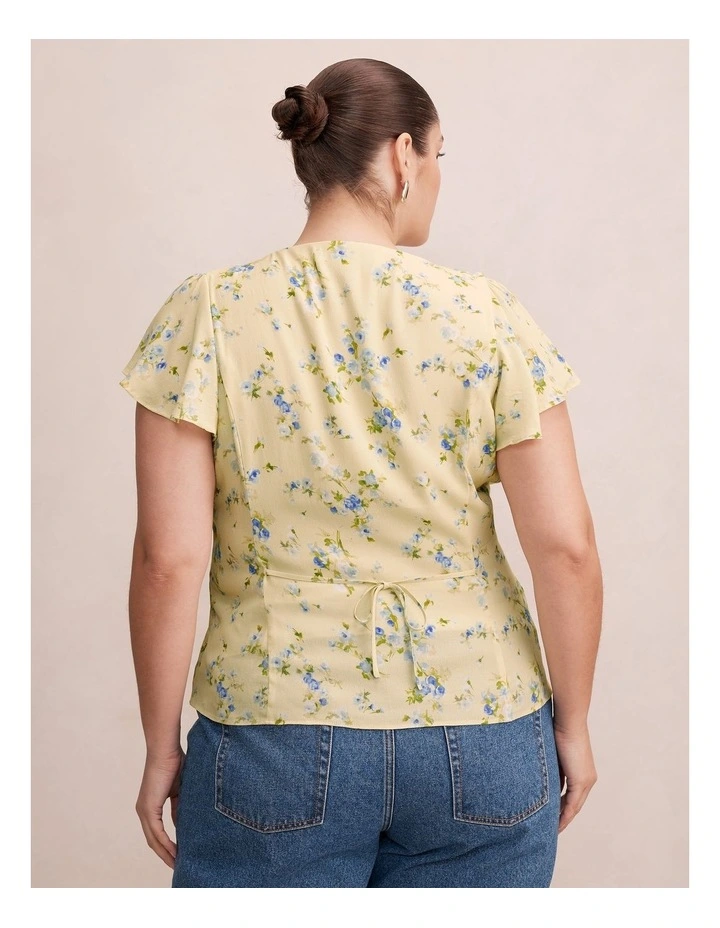 Daphne Flutter Sleeves Blouse in Yellow image 2