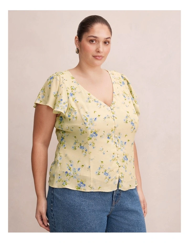 Daphne Flutter Sleeves Blouse in Yellow image 3