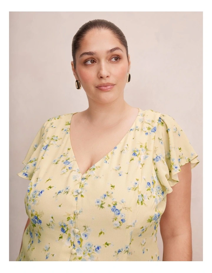 Daphne Flutter Sleeves Blouse in Yellow image 4
