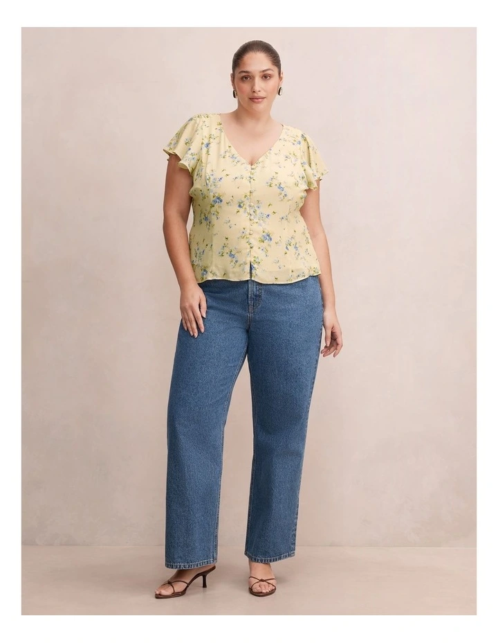 Daphne Flutter Sleeves Blouse in Yellow image 5