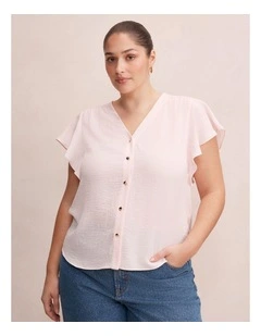 Cecilia Flutter Sleeves Blouse in Pink