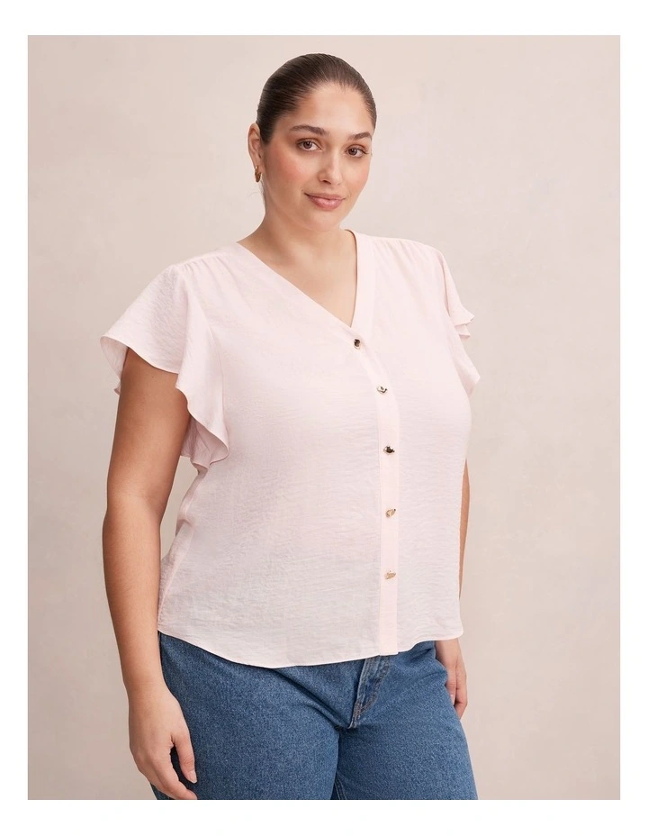 Cecilia Flutter Sleeves Blouse in Pink image 3