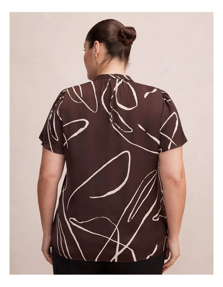 Brodie Flutter Sleeves Blouse in Brown image 2