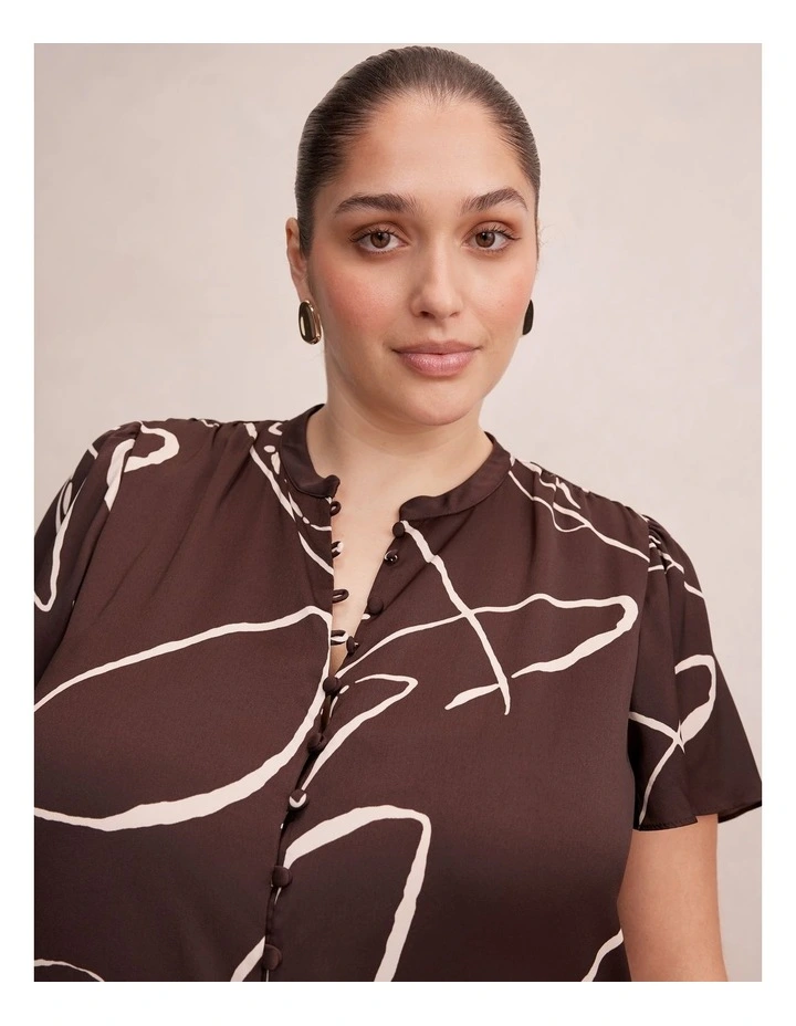 Brodie Flutter Sleeves Blouse in Brown image 4
