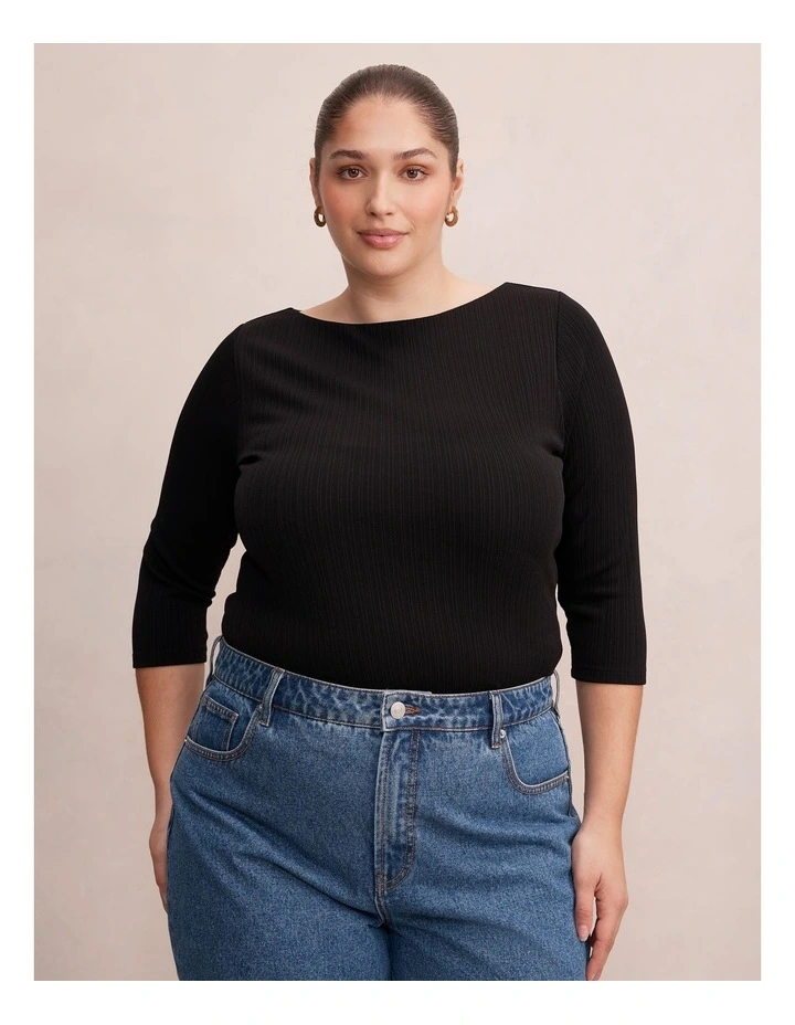 Frankie Curve 3 & 4 Sleeves Top in Black image 1