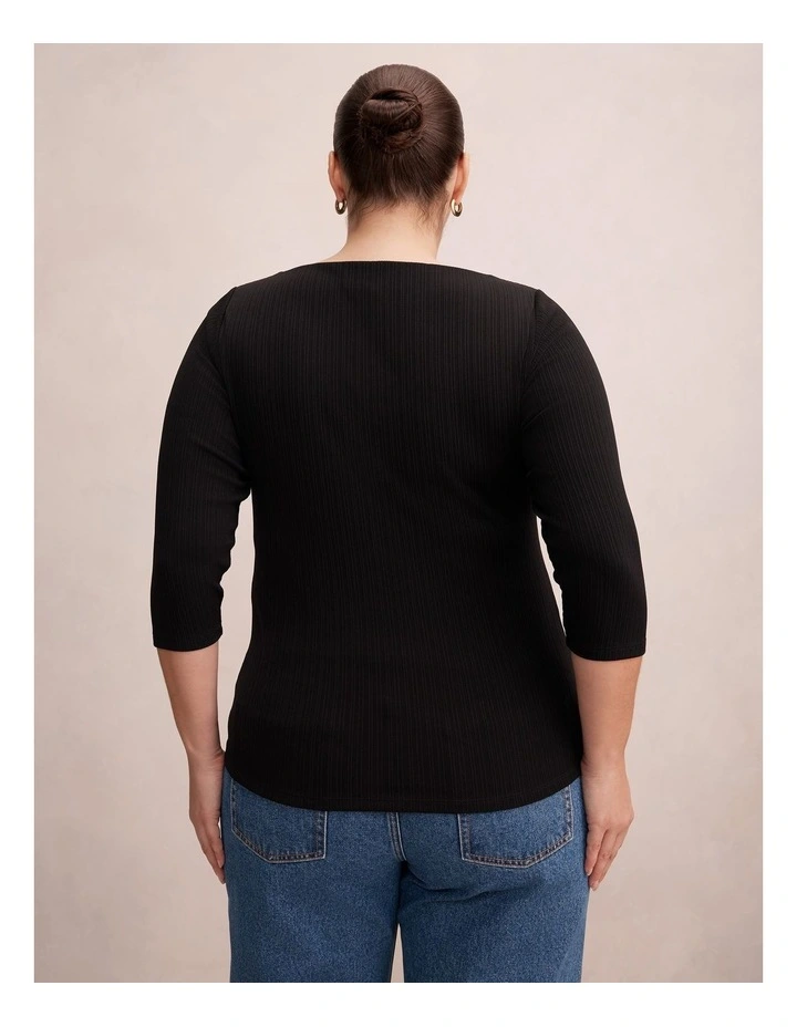Frankie Curve 3 & 4 Sleeves Top in Black image 2