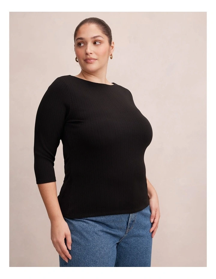 Frankie Curve 3 & 4 Sleeves Top in Black image 3