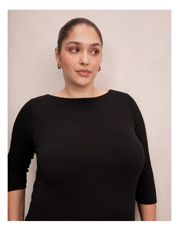 Frankie Curve 3 & 4 Sleeves Top in Black image 4