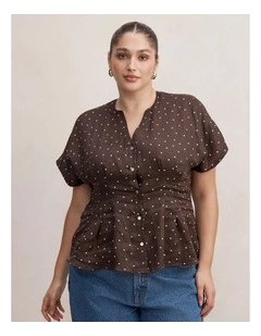 Jemma V Neck Blouse in Brown