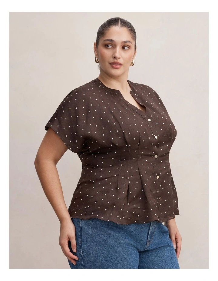 Jemma V Neck Blouse in Brown image 3