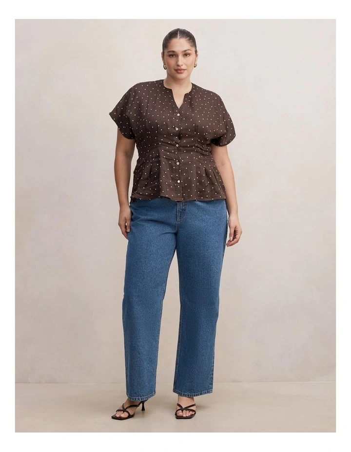 Jemma V Neck Blouse in Brown image 5