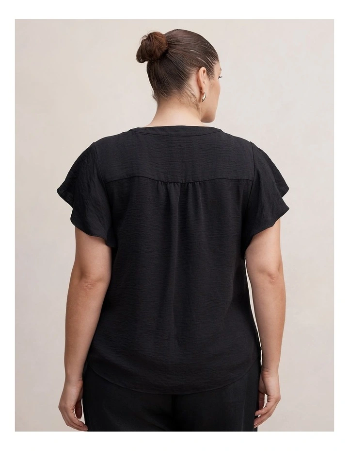 Cecilia Flutter Sleeves Blouse in Black image 2