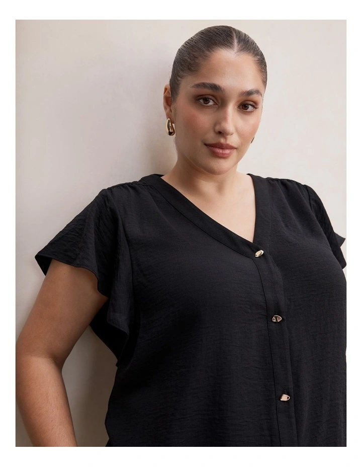Cecilia Flutter Sleeves Blouse in Black image 4