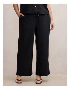 Lily Linen Drawstring Pants in Black