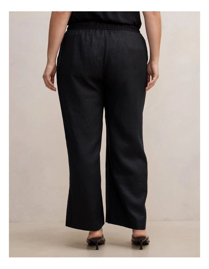 Lily Linen Drawstring Pants in Black image 2