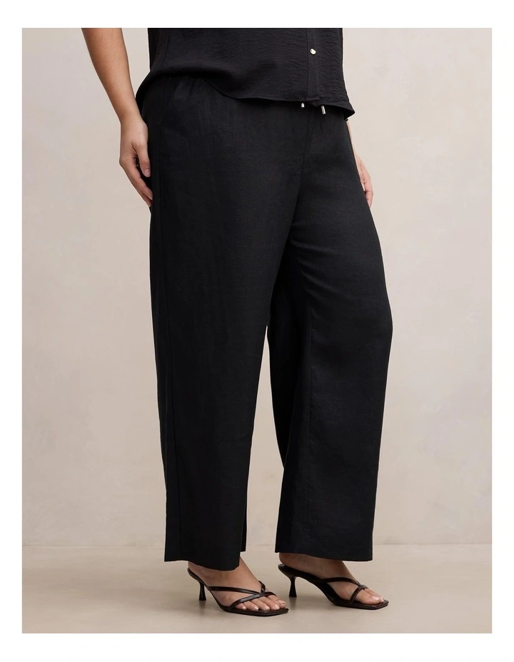 Lily Linen Drawstring Pants in Black image 3