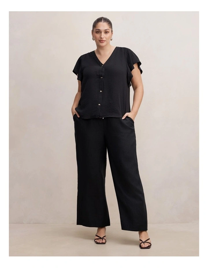Lily Linen Drawstring Pants in Black image 5