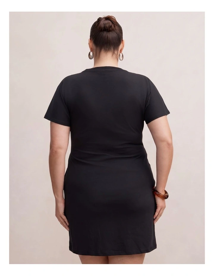 Rose T-Shirt Twist Mini Dress in Black image 2