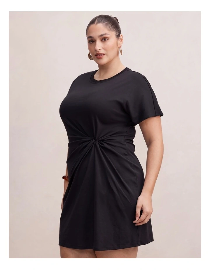 Rose T-Shirt Twist Mini Dress in Black image 3