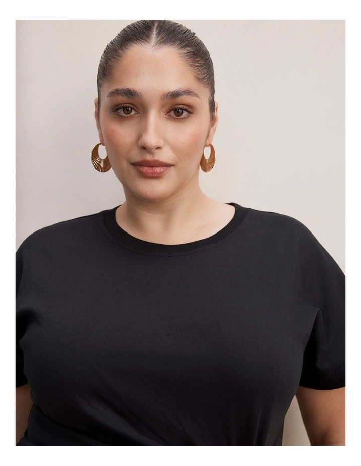Rose T-Shirt Twist Mini Dress in Black image 4