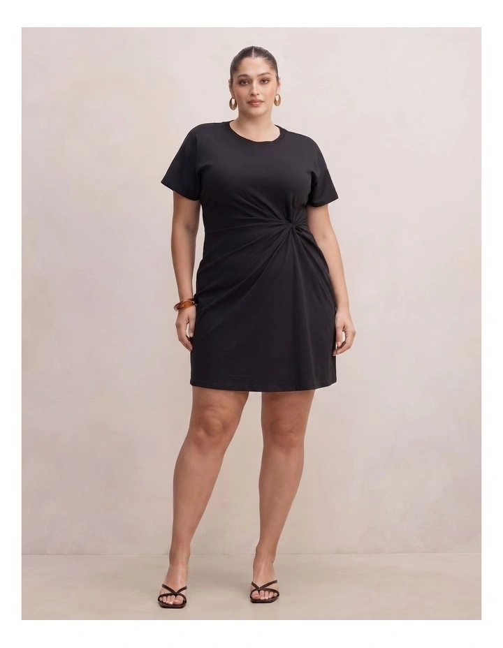 Rose T-Shirt Twist Mini Dress in Black image 5