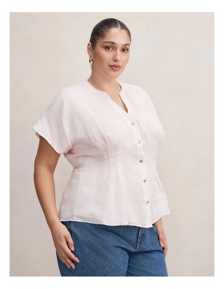 Jemma Curve V-Neck Blouse in Pink image 3