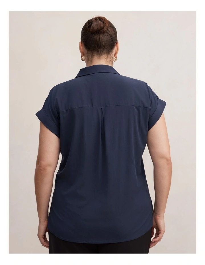Tia Collar Button Shirt in Navy image 2